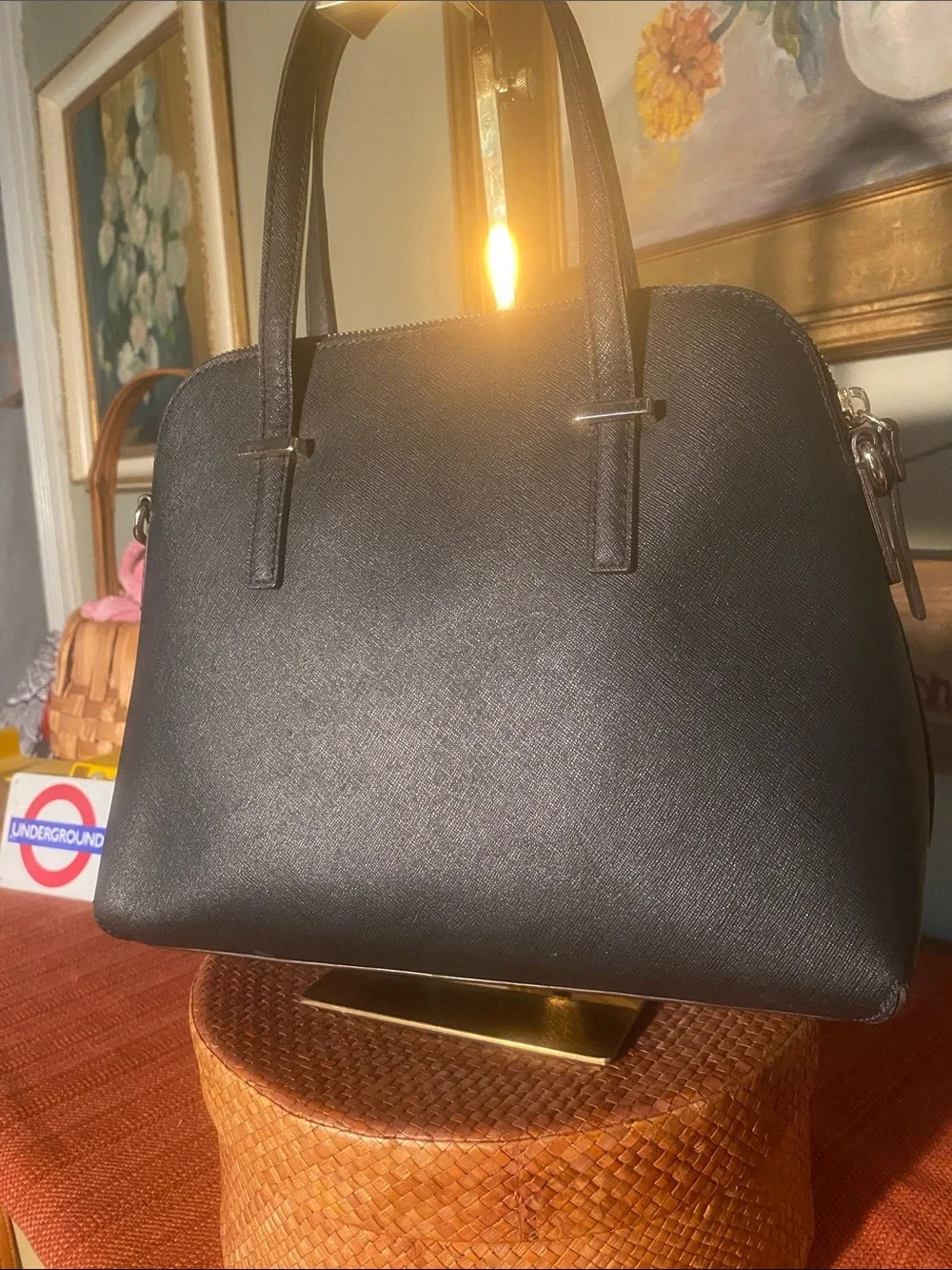 Kate Spade NY Cedar Street Maise satchel shoulder handbag cross stitch leather